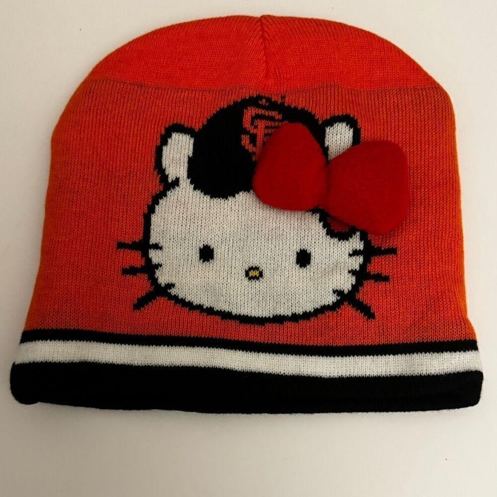 Hello Kitty SF Giants Baseball Beanie Cap‎ Adult Reversible New! Adult